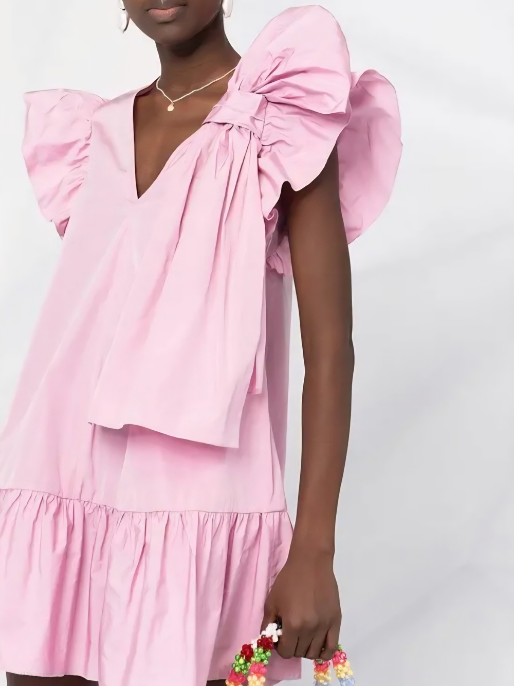 RED Valentino Pink Bow And Ruffle Puff-Sleeve Dress Size IT40